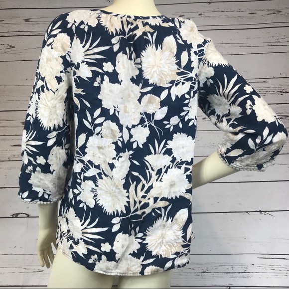 Linen Peasant Shirt Floral Size S EUC - Picture 5 of 7